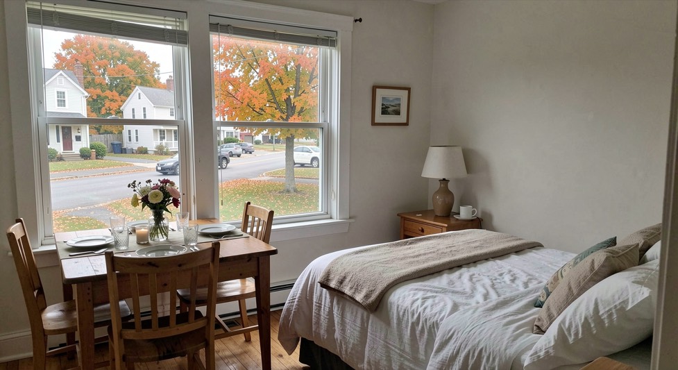 Walk a neighborhood before making a Massachusetts offer: a detailed New England home scene focused on neighborhood walk